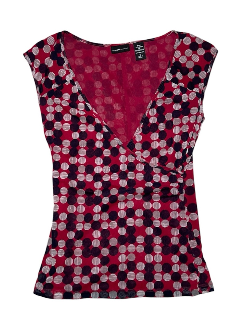 Y2K New York & Company red Polka Dot Blouse